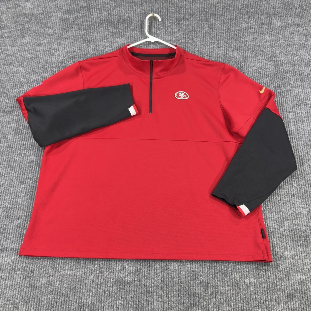San Francisco 49ers On Field Nike Dri Fit Quarter Zip‎ Mens 2XL Red Pullover - Picture 2 of 16